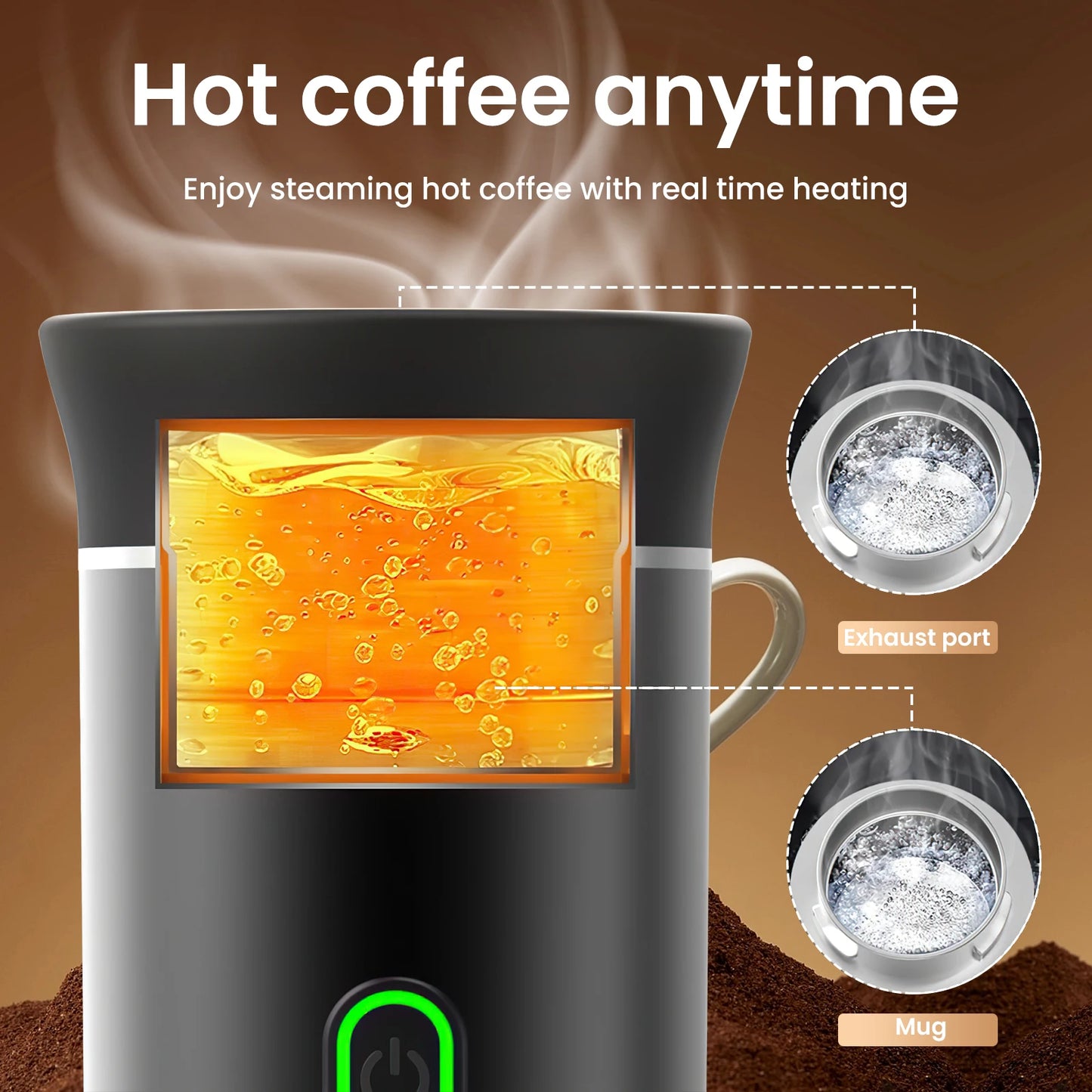 3-in-1 Wireless Electric Portable Espresso Coffee Machine for Car & Home Camping Coffee Maker Capsule Powder Travel Coffee Maker